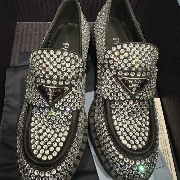Prada | Shoes | Prada Crystal Embellishments Moccasin Size 5  display picture 2